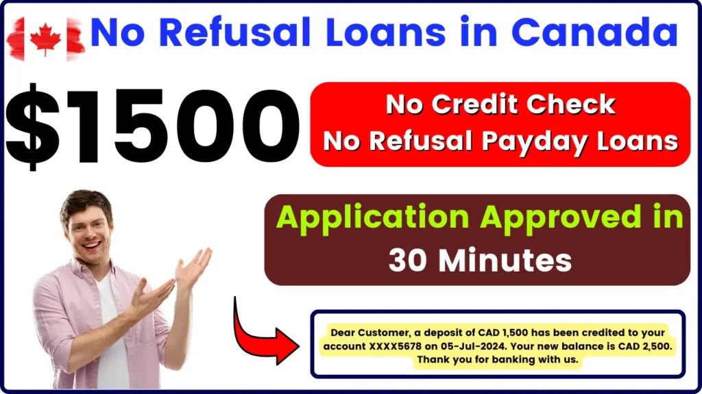 No Refusal Loans in Canada - No Credit Check $1500 No Refusal Payday Loans, Application Approved in 30 Minutes